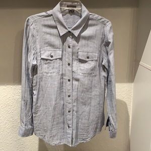 Theory blue/white pin stripes blouse. M
